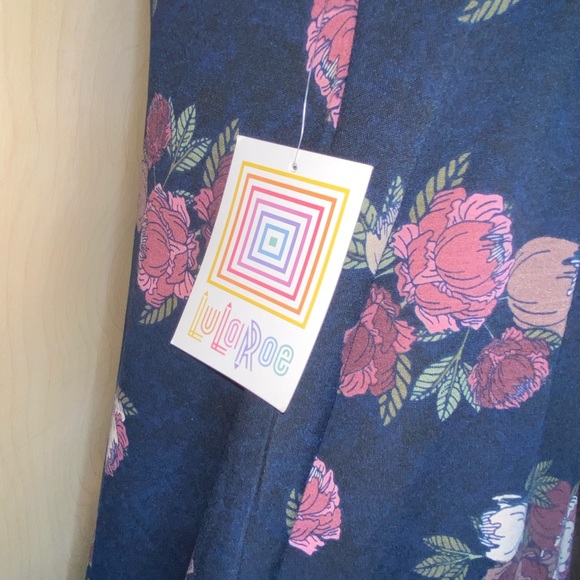 LuLaRoe Carly Dress Navy Blue  Purple Floral Size XS NWT - Picture 11 of 14